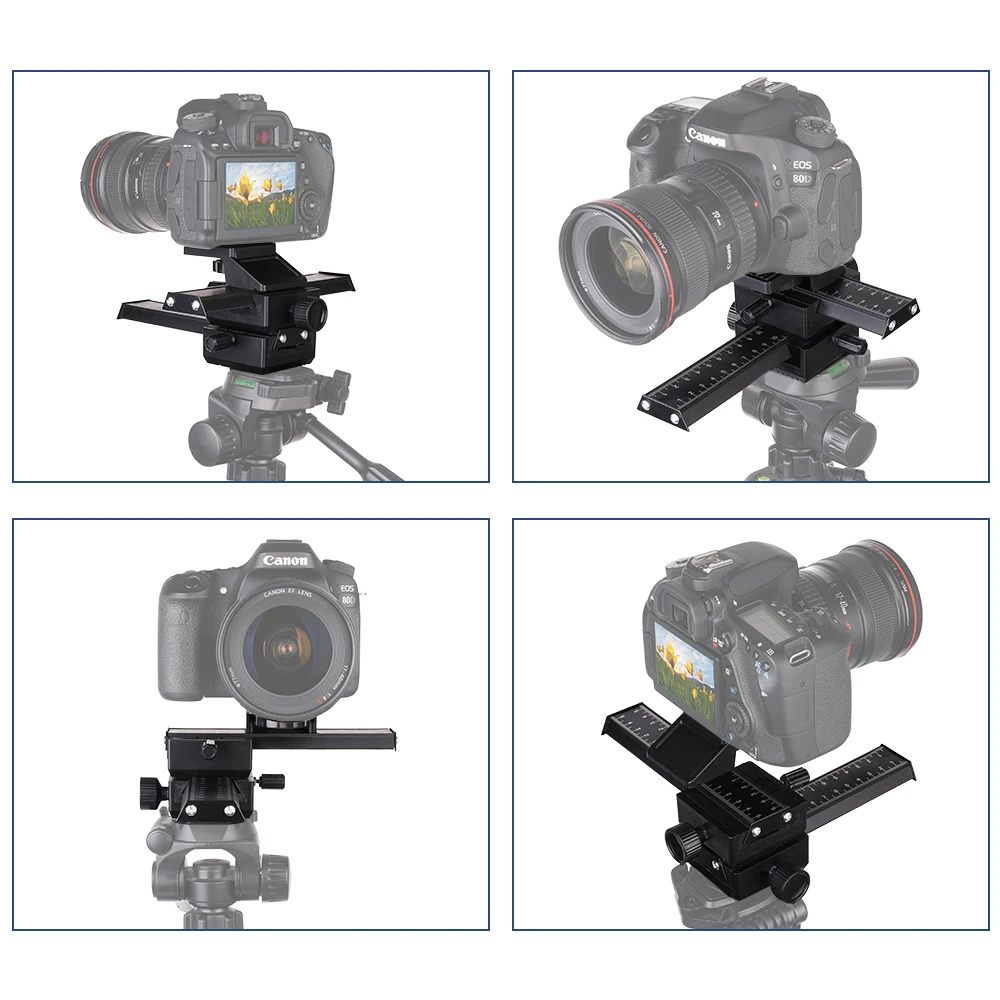 4 Way Macro Focusing Rail Slider Close-Up Shooting Tripod Head 1/4 Screw for DSLR Camera for Canon Sony Nikon Fujifilm