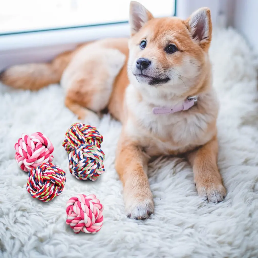 Pet Cotton Rope Bite Toy Ball Bite-resistant Molar Dog Bite Ball Hand-woven Tooth Ball Toy Dog Supplies