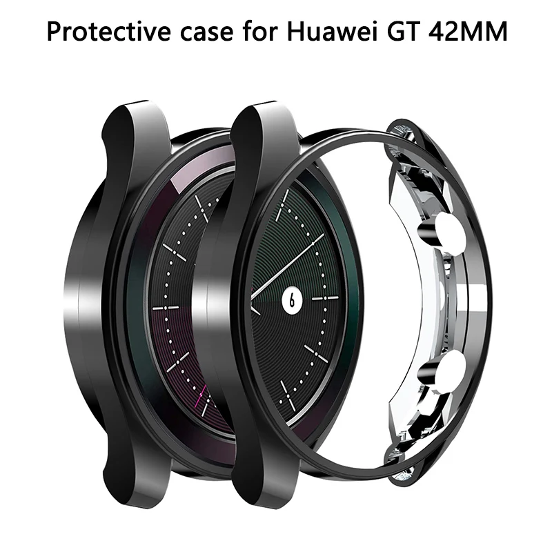 Чехол из ТПУ с покрытием для huawei GT 42 мм, аксессуары для часов, защитный чехол с полным краем, Мягкий противоударный чехол