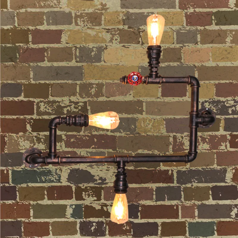 Retro Wall Lamp Industrial Creative Entrance Hallway Lighting Iron Pipe Restaurant Wall Lamp Cafe Industrail Vintage Sconce