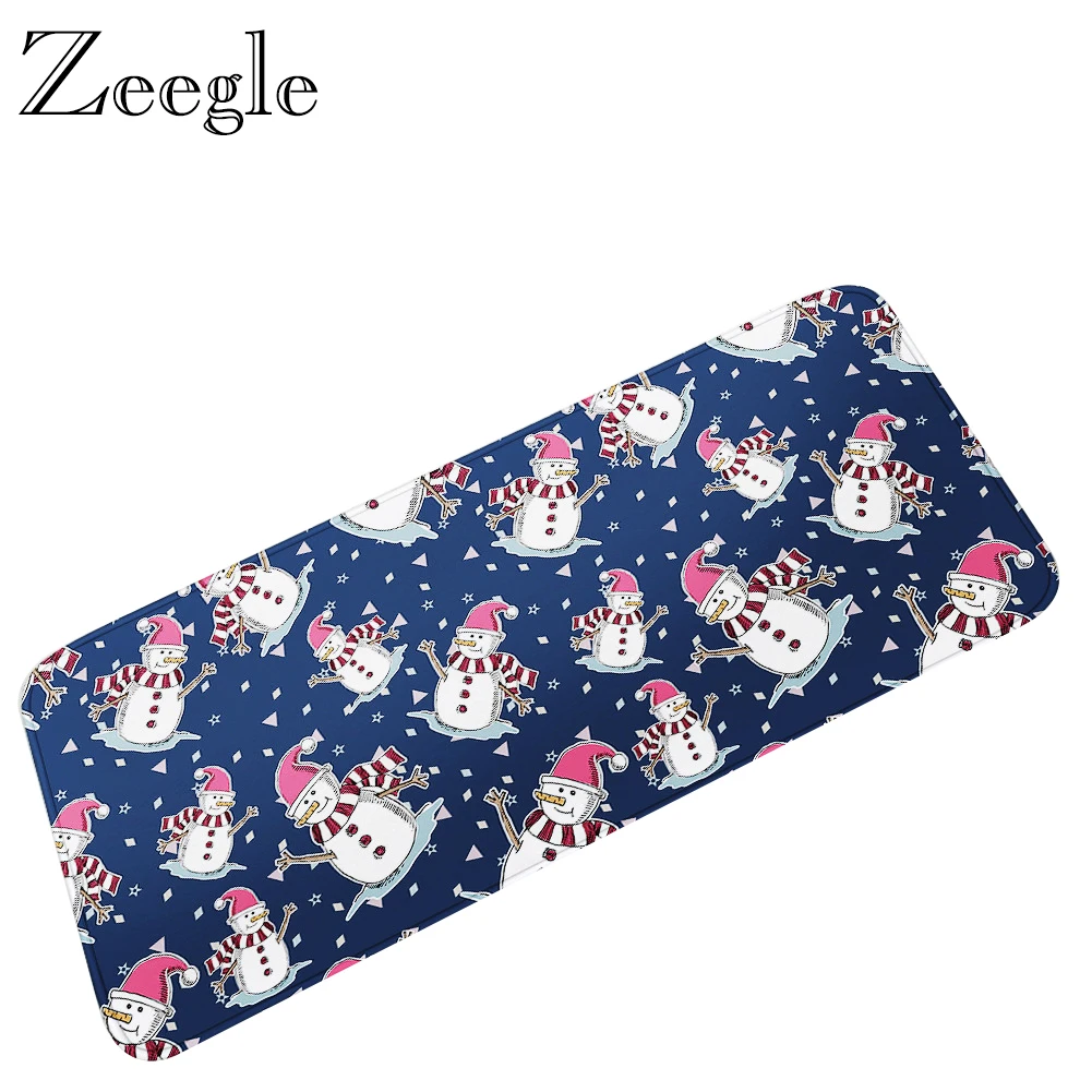 Zeegle Christmas Carpet Anti Slip Kitchen Rug Hallway Floor Rug Absorbent Living Room Carpet Bedside Carpet Kids Room Area Rug