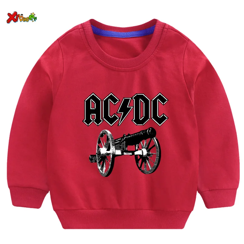 Крутые Детские свитшоты г. ACDC свитшоты для маленьких девочек Осенняя детская одежда с длинными рукавами свитер для малышей размер на 2 до 7 лет - Цвет: sweatshirt red