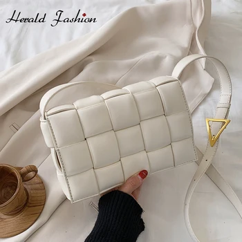

Woven Square Crossbody bag 2020 Fashion New High quality PU Leather Women's Designer Handbag Solid color Shoulder Messenger Bag