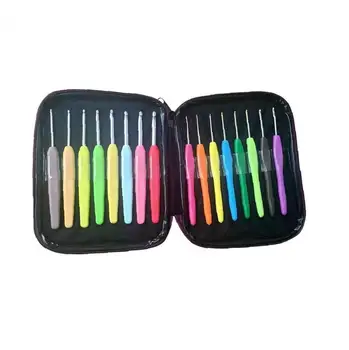 

16 PCS Crochet Hooks Set Ergonomic Handle Crochet Hooks Needles Colorful Knitting Needles Set with Storage Bag for Yarns