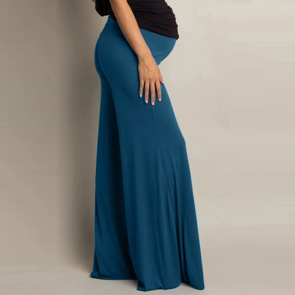 Для беременных женщин живота Лифт повседневные штаны беременности и родам высокой брюки с высокой талией удобные длинные свободные штаны брюки 40