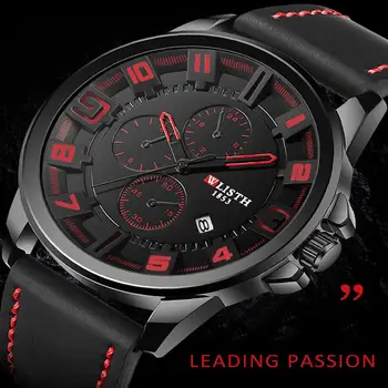 

Top WLISTH Men Watch Sport Wristwatch 3D Numbers Dial Leather Watches Fashion Man Luxury Brand Men's Wristwatches Military Reloj