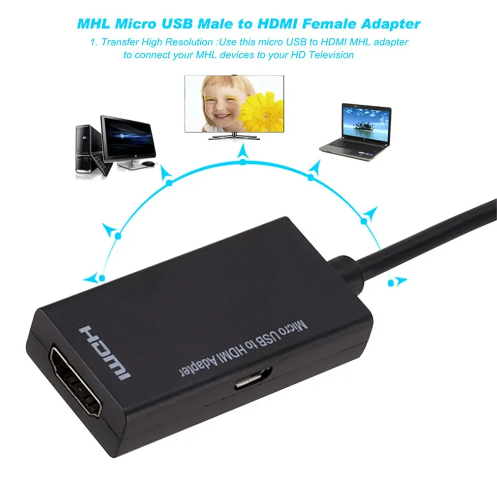 Micro USB мужчина к HDMI Женский Кабель-адаптер для Android смартфон планшет ТВ HDMI Adater разъем конверсионная линия