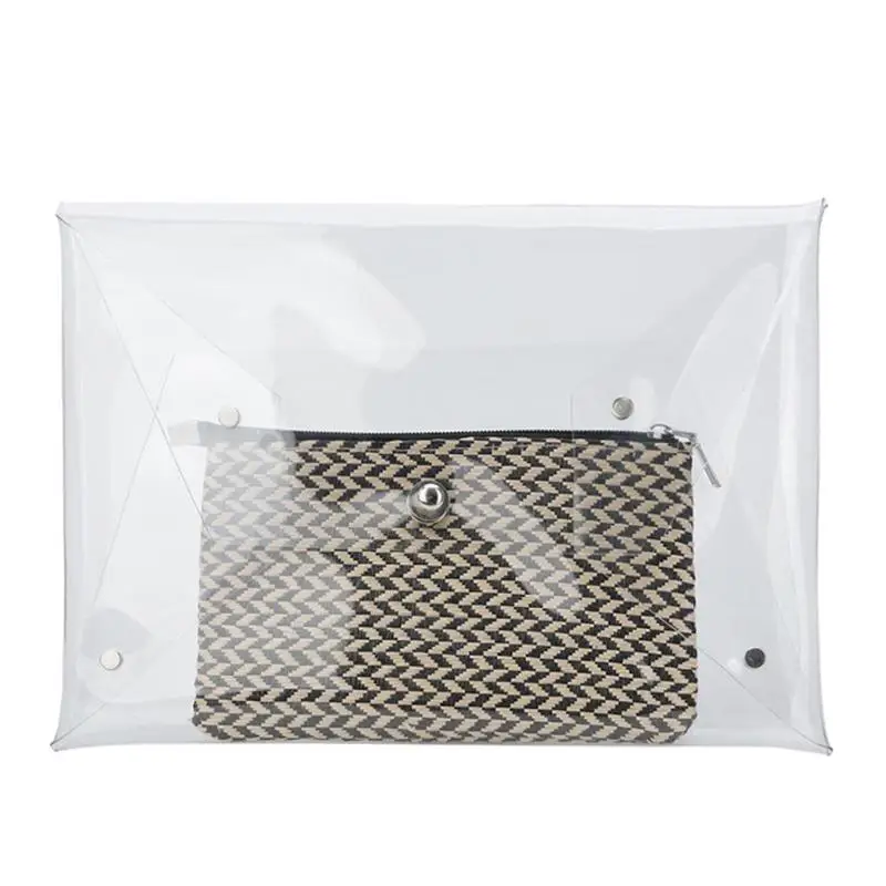 Модный простой прозрачный конверт из ПВХ клатч прозрачная дамская сумочка для вечеринок женский креативный кошелек дамский клатч для девочек - Цвет: Черный