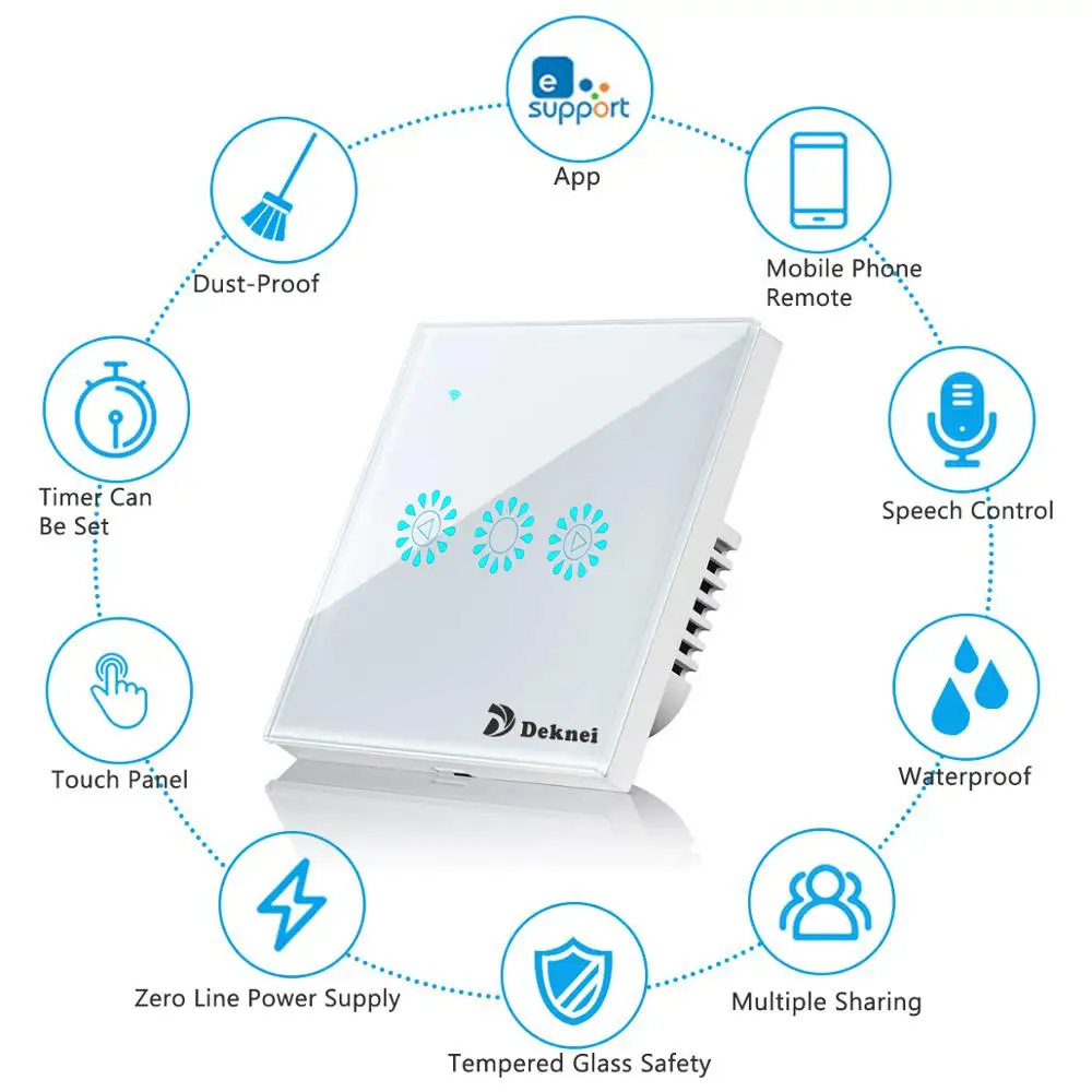 Teekar WiFi Dimmer Switch Smart Light Touch Switch Dimming For Amazon Alexa Google Home Dimmable UK/EU Standard Water Drop Shape