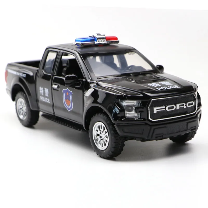 Горячий подарок 1:32 Ford F150 полицейская звукосниматель сплава модель, имитация металлического звука и света оттяните назад, детские игрушки