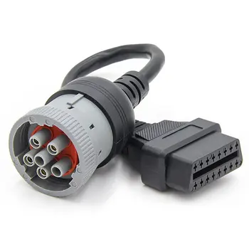 Переходник для кабеля грузовика, конвертер кабеля OBD1 в OBD2 для J1708 6-контактного дизельного автомобиля, диагностический инструмент для 16-конт... Переходник для кабеля грузовика, конвертер кабеля OBD1 в OBD2 для J1708 6-контактного дизельного автомобиля, диагностический инструмент для 16-конт...