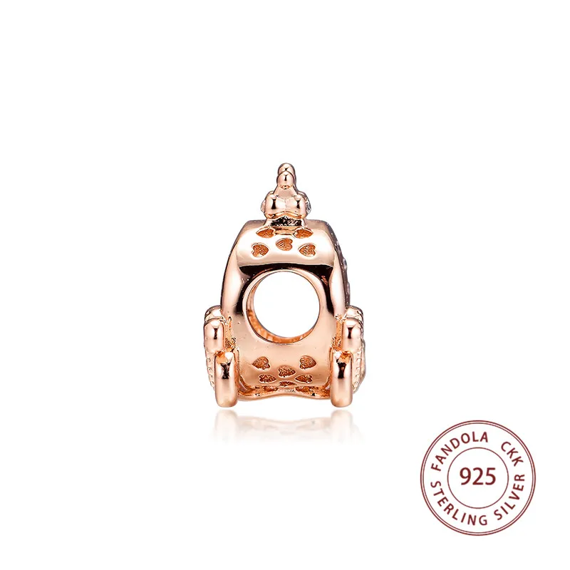 CKK Fit Pandora браслет из стерлингового серебра 925 пробы Шарм бисера розового цвета сверкающая корона кулон в форме коляски бусины для ювелирных изделий kralen