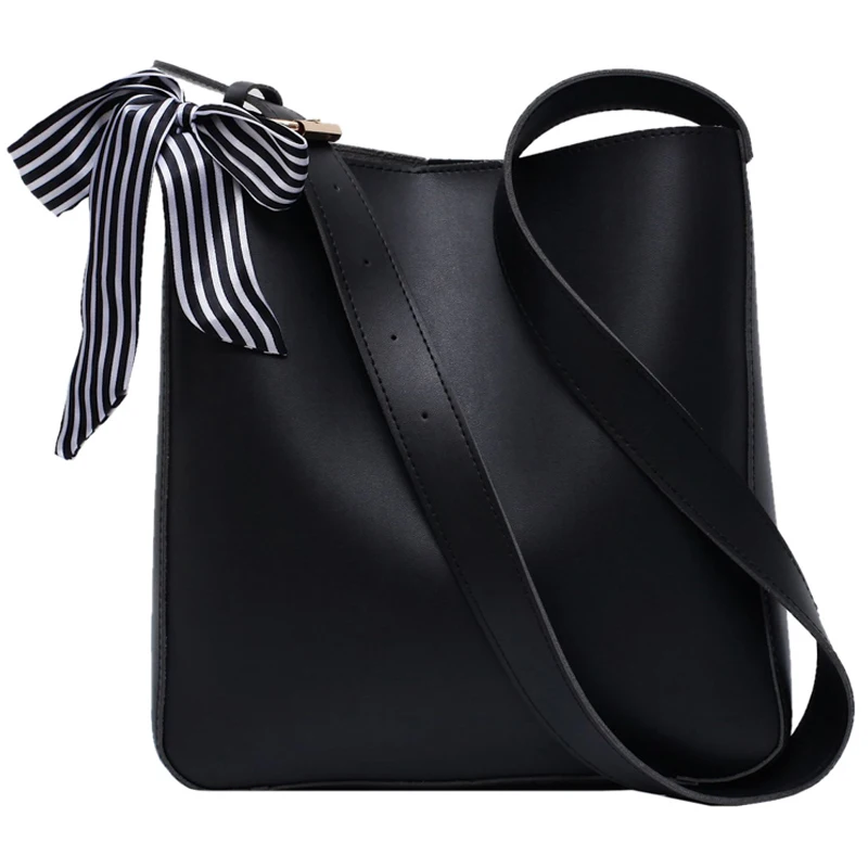 

191229 iVog New Arrival Everyday Ladies Crossbody Messenger Handbag PU Big Black Geometric Bucket Bags for Women 2019