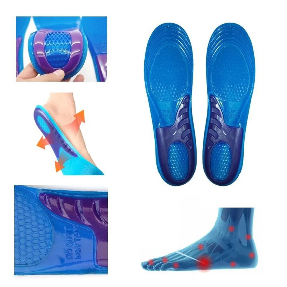 Decompression Anti-slip Soft Silica Gel Blue Arch Support Massage Insoles