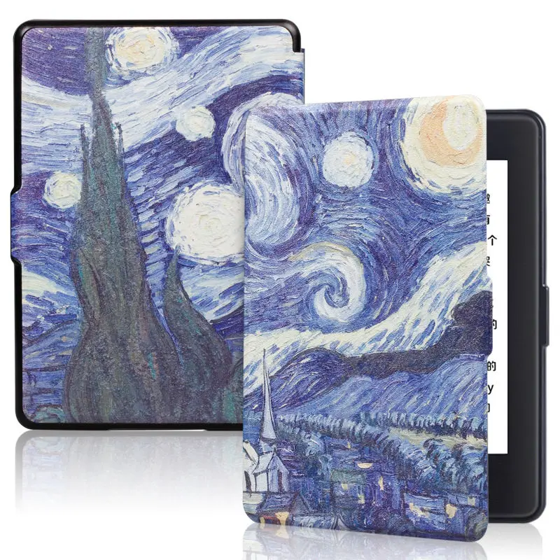 Чехол с принтом для Amazon Kindle 8th Gen модель Ван Гог дизайн кожа флип смарт-чехол 6 'чехол для планшета электронная книга чехол для Kindle 8th - Цвет: Starry sky