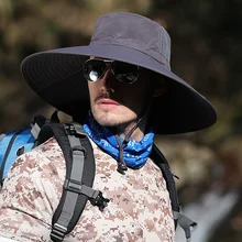УФ-защита Панама легкий практичный солнцезащитный козырек Открытый скалолазание Рыбак кепки подбородок струны быстросохнущие дышащие