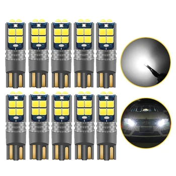 

10Pcs CANBUS No Error T10 LED Lamp 194 168 W5W LED Bulb for Car Parking Light Side Dome Interior License Plate Signal Lamp White
