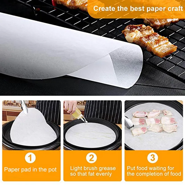 Teenra 100Db 6/8/10 Hüvelykes Kerek Barbecue Papír Szőnyeg Olaj-Abszorpciós Sütő Nem Tapadós Sütőszőnyegek Konyha Szerszám - Image 3