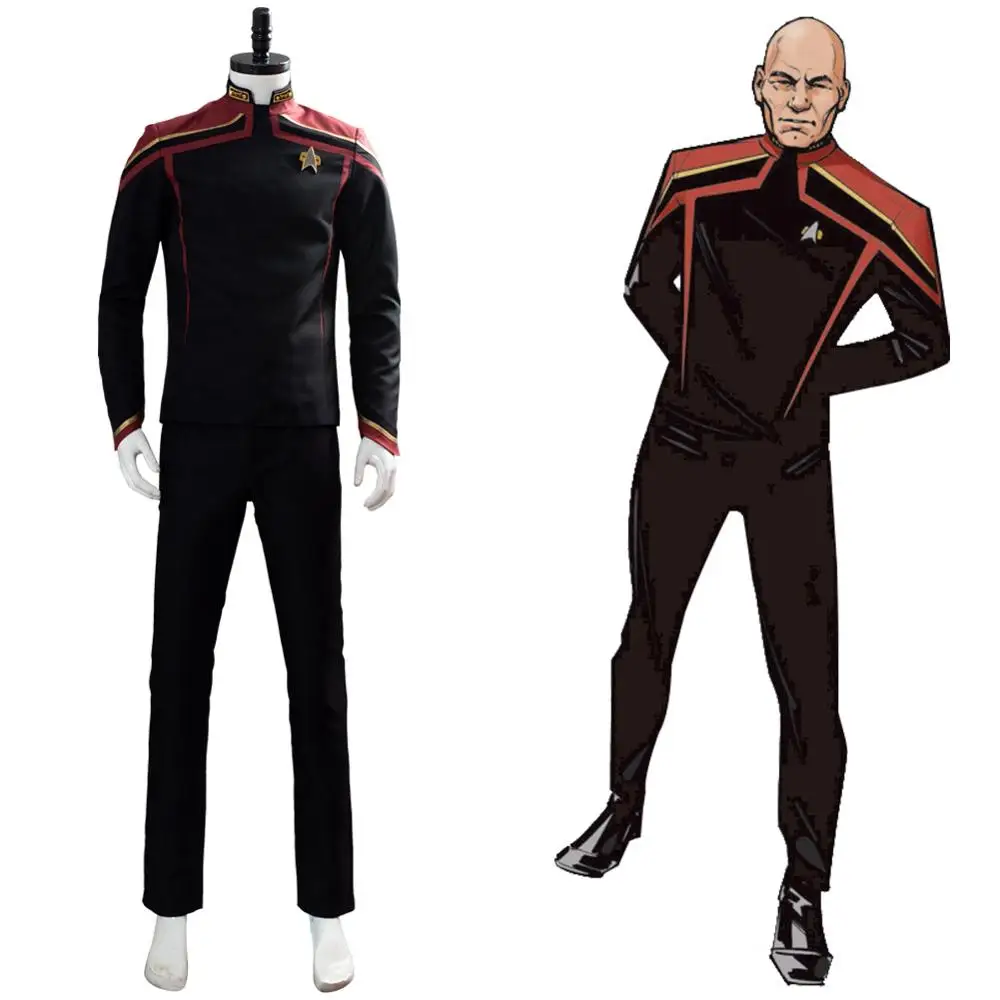 Звезда Косплэй Trek Жан Люк костюм Picard для косплэя из полный Хэллоуина с длинным
