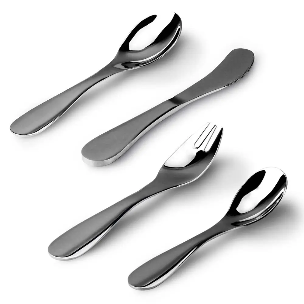 

Cutlery Set 4 Pieces Stainless Steel Flatware Silverware Set with Knife Spoon Fork Mirror Polish & Dishwasher Safe