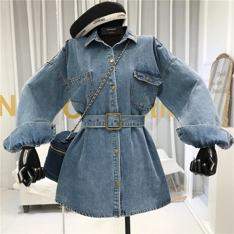 belted denim jacket black