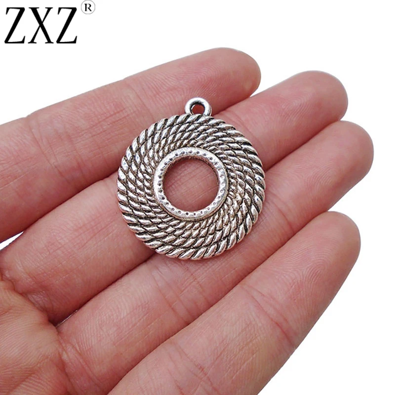 

ZXZ 10pcs Hollow Open Round Circle Charms Pendants Beads for Earrings Necklace Jewelry Making Findings 27x27mm