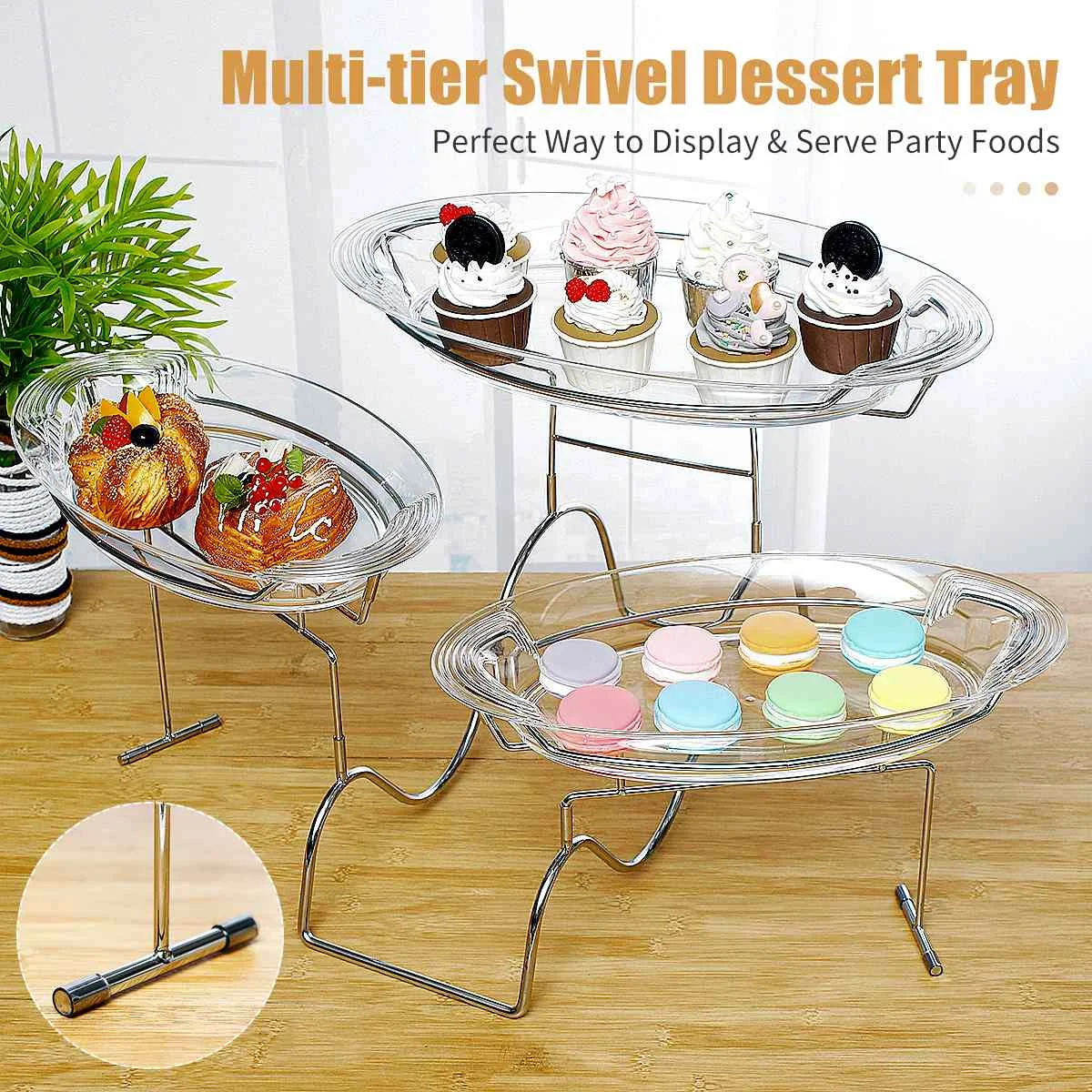 Christmas 3 Trays Cupcake Cake Stand Set Dessert Display Holder Snack Plate Container Home Wedding Decorations New Year Party