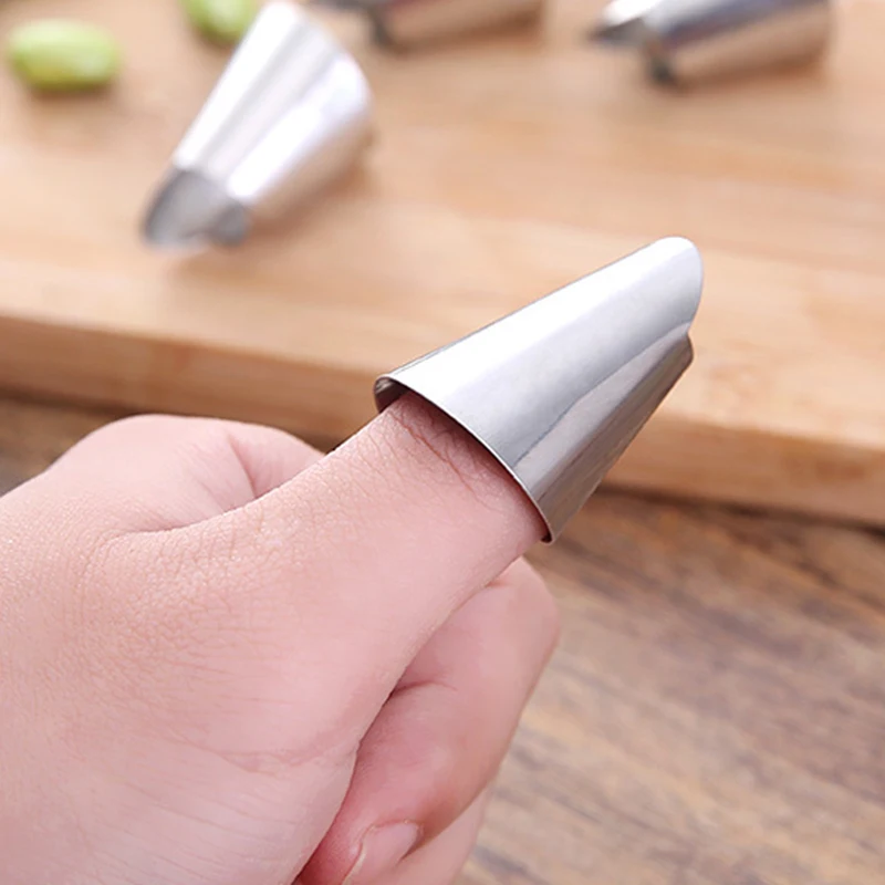 2PCS Stainless Steel Fruit Peel Finger Protector Kitchen Pick Vegetables Gadgets Stripping Beans Garlic Peeler xqmg Finger New