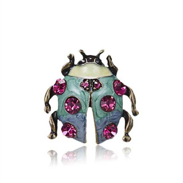 Insect Lizard Ladybug Spider Gecko Brooches Rhinestone Animal Enamel Brooch Pins Women Girls Birthday Festival Jewelry Gift