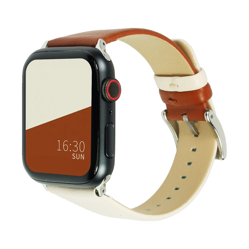 Сменный ремешок для часов Apple Watch 5 4 3 2 ремешок 44 мм 40 мм 42 мм 38 мм молочно-белый коричневый удобный кожаный ремешок для iWatch 4 5