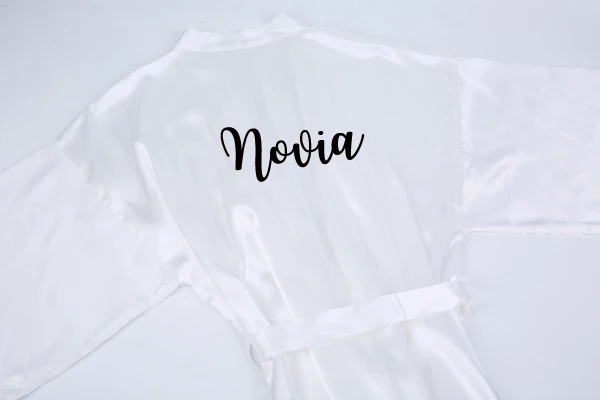 Великолепный mauve халат novia Атласный халат для женщин испанский женитьба hermana de la novia dama de honor халаты для невесты - Цвет: black novia