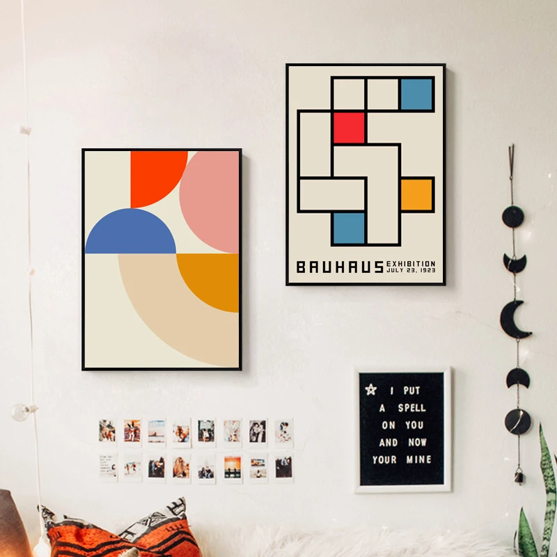 

Bauhaus Exhibition Posters Color Geometry Pattern Prints Wall Art Canvas Painting Pictures For Bedroom Living Room Decor