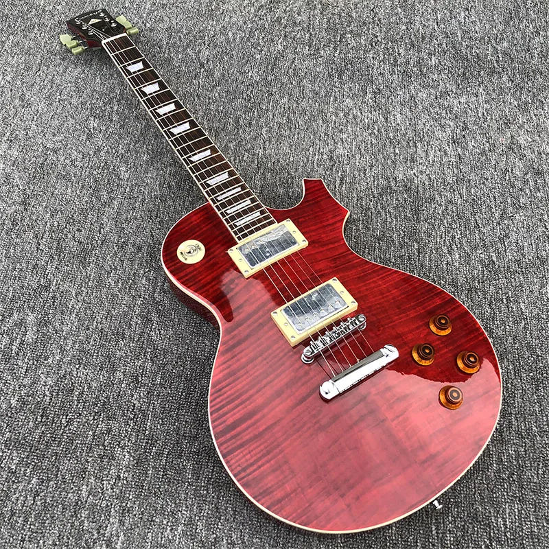 

2019 High quality 6 String Electric Guitar, Mahogany body With Flamed Maple Top,wine red paint,free shipping