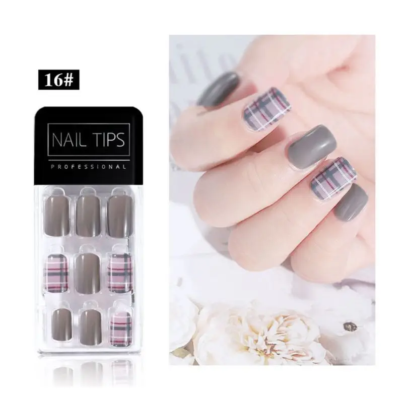 Detachable Full Cover False Nail Tips Sticker Reusable Nails Decoration Tools - Цвет: 16