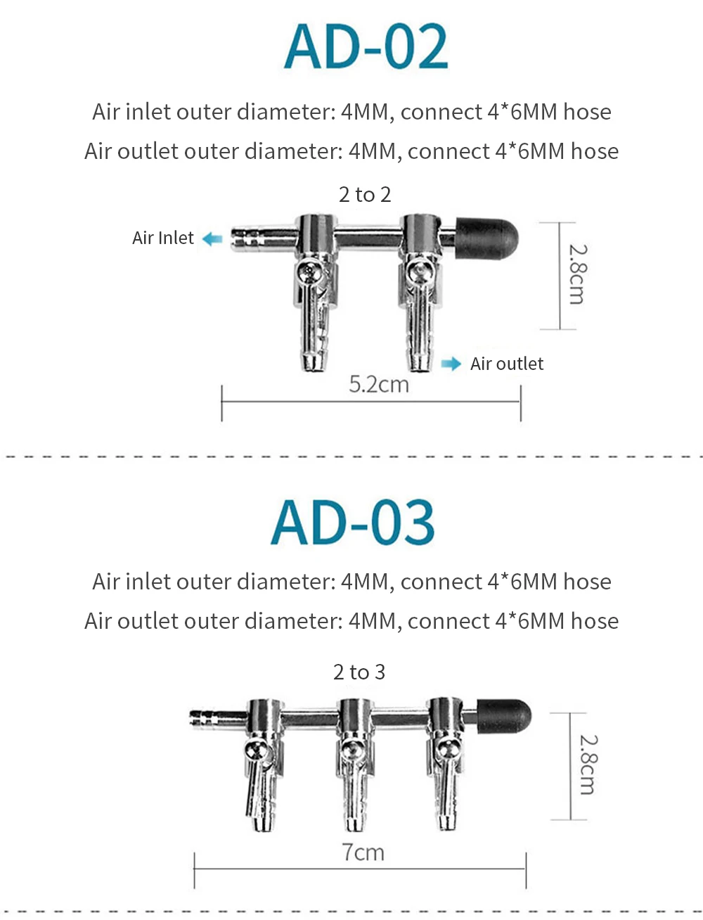 Aquarium Air Valve Stainless Steel Fish Tank Air Flow Control Lever Valve Distributor Splitter Oxygen Pump Accessories 1To5 Way