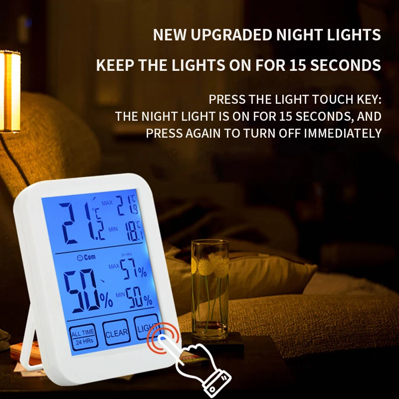 Digital Touch Screen Weather Station Displays Hygrometer Thermometer Indoor Outdoor Sensor Thermo-hygrometer | Инструменты