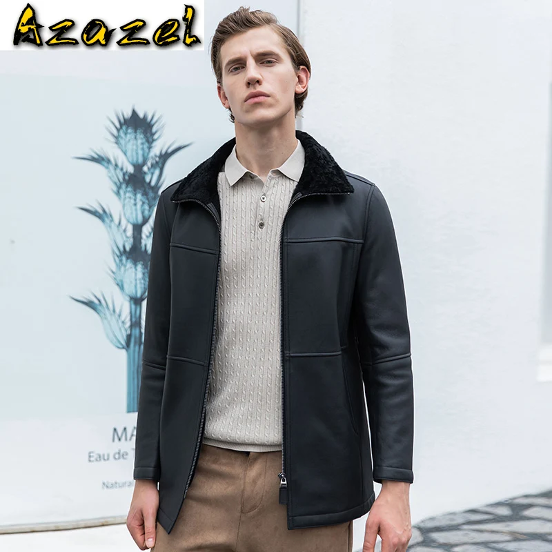 

Azazel 2020 Men's Genuine Sheepskin Leather Jacket Men Clothing Real Sheep Shearling Jackets Winter Coat Hommes Veste LXR1033