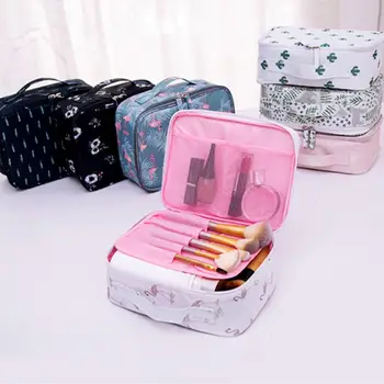 

Fashion Portable Travel Flower Flamingo Pattern Cosmetic Bag Large CapacityWaterproof Wash Pouch Handbag