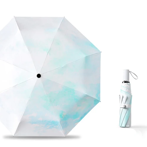 3 fold umbrella Ультра-легкий мини-зонт от солнца goddess ins защита от дождя двойного назначения черный клей пять складной зонт зонтик - Цвет: 3 fold umbrella