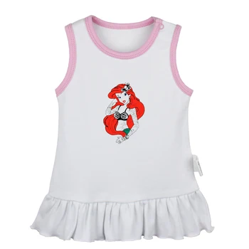 

Cute Cartoon Princess Greek Siren Ariel Rebel Design Newborn Baby Girls Dresses Toddler Sleeveless Dress Infant Cotton Clothes