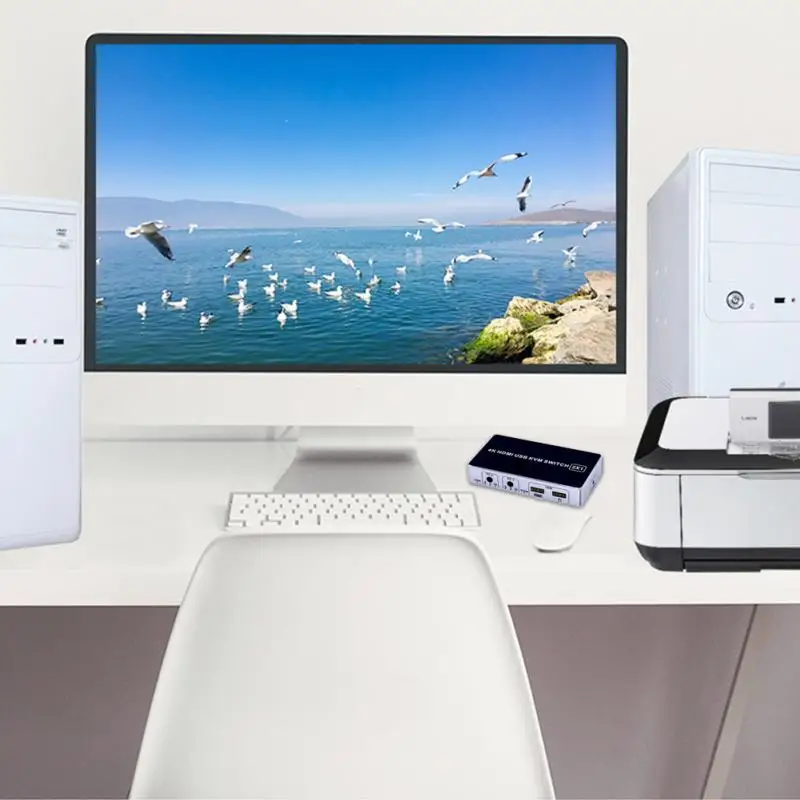 4K HDMI разветвитель USB KVM переключатель коробка 2 порта 4K видео дисплей разветвитель коробка для 2 ПК общий принтер клавиатура мышь KVM