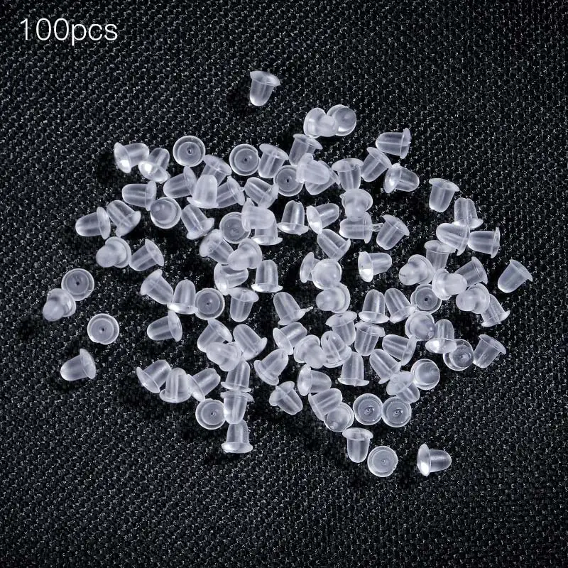 SHUANGR 100 шт./лот прозрачные мягкие силиконовые резиновые застежки для сережек