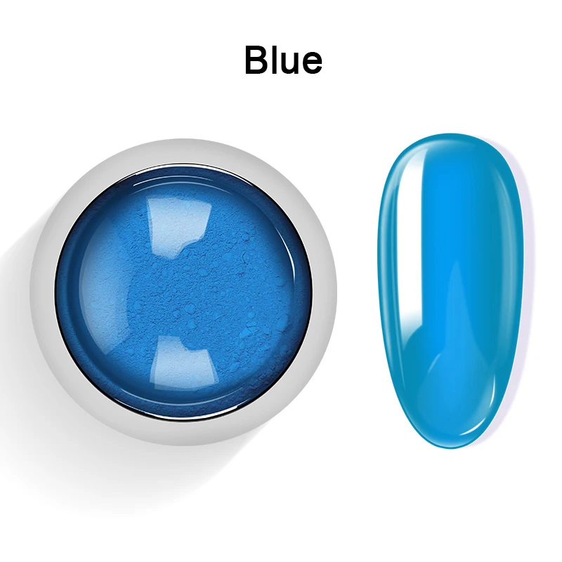 Blue 1 коробка Неон фосфор блеск для ногтей порошок дизайн ногтей флуоресцентный Пигмент Блеск для ногтей 8 цветов дизайн ногтей DIY голографические маникюрные советы - Цвет: Blue