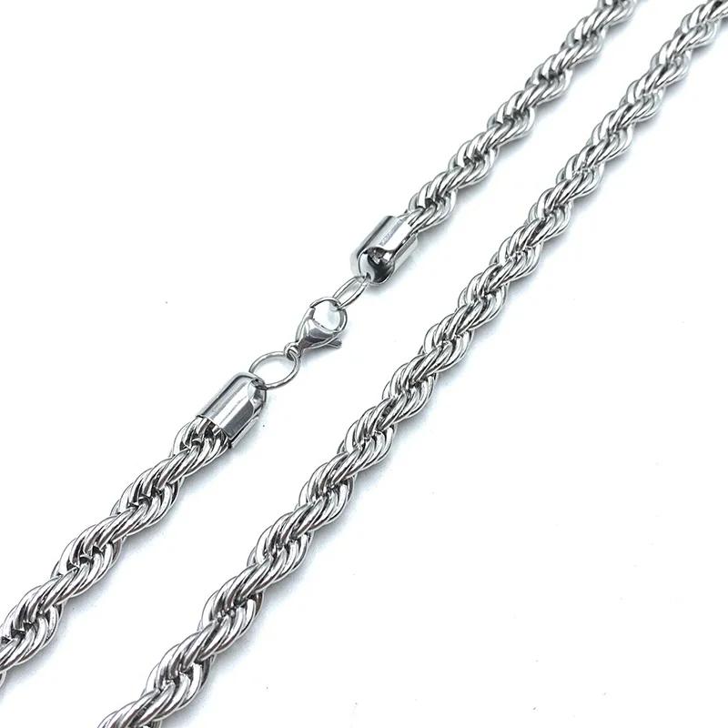 Stainless Steel Necklace Metal Necklace Rope Chains Stainless Steel Necklaces for Women Men 2MM-8MM Hip Hop Jewelry