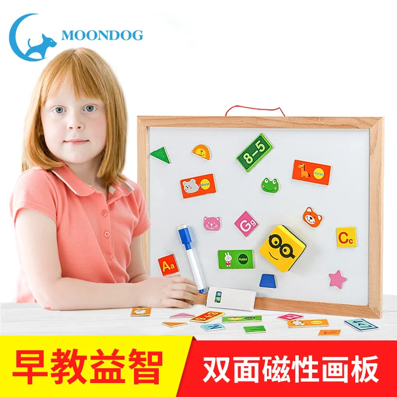 

Children Wooden Double-Sided Magnetic Drawing Board Educational Toy Theaceae Small Blackboard Drawing Board Flour Drawing Board
