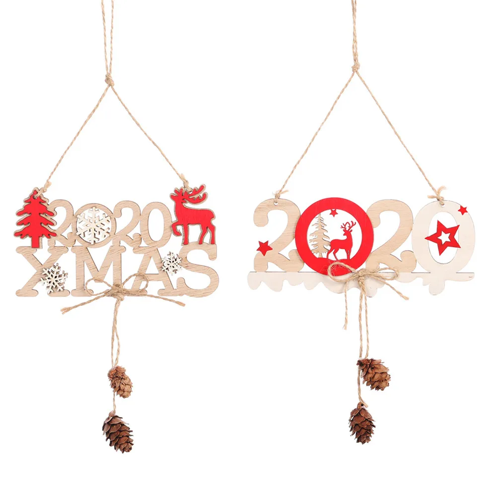 

2020 Christmas New Year Alphabet Hemp Wooden Pendant Creative Door Hanging Pendant Christmas Decorations For Home