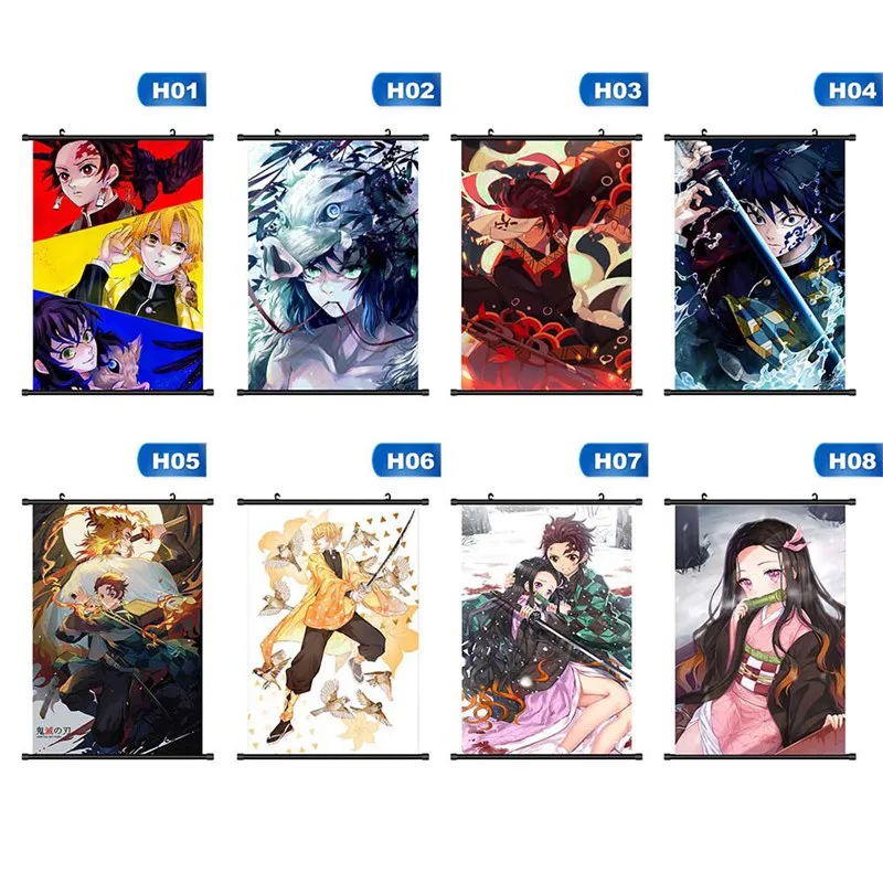 

Japanese Anime Demon Slayer: Kimetsu No Yaiba Kamado Tanjirou Kamado Nezuko Wall Scroll Poster Wall Hanging Poster Home Decor