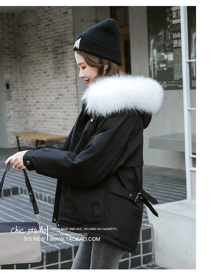 High-End Large Size Cotton Coat WOMEN'S Coat Autumn And Winter New Style Fashion Loose-Fit Slimming-Style Short Hooded Fur
