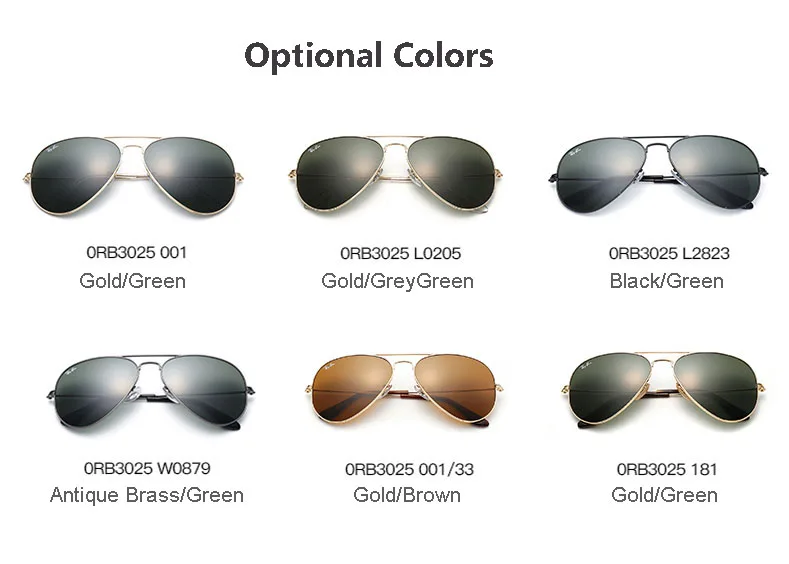 Классические Оригинальные мужские солнцезащитные очки-авиаторы RayBan RB3025, Классические поляризованные солнцезащитные очки для мужчин и женщин, солнцезащитные очки-авиаторы для вождения RB3025