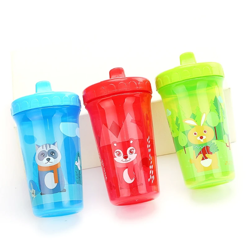Vaso a prueba de goteo para bebé, taza para beber de entrenamiento, 300ml, Fox Bunny, E06F, nuevo